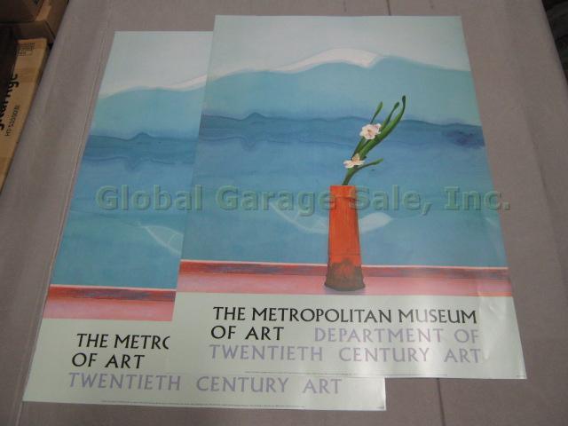 2 Vtg David Hockney Lithograph Posters Metropolitan Museum Art Mt Fuji & Flowers