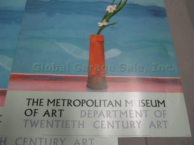 2 Vtg David Hockney Lithograph Posters Metropolitan Museum Art Mt Fuji & Flowers 2