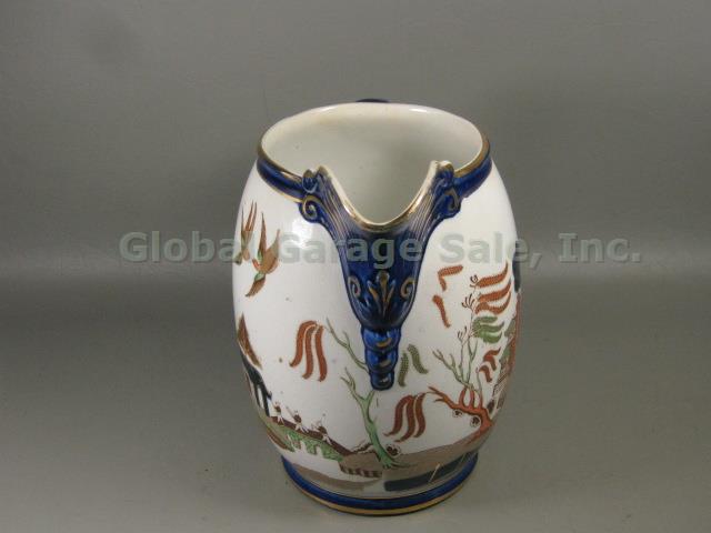 Vtg Antique Buffalo Pottery 1905 Gaudy Blue Willow Transferware Water Pitcher 7" 3