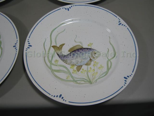 9 Vtg 1979 Fitz & Floyd La Mer Fish Sea Ocean China Dinner Plates Set Lot 10.5" 1