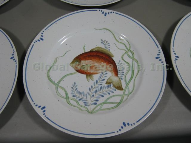 9 Vtg 1979 Fitz & Floyd La Mer Fish Sea Ocean China Dinner Plates Set Lot 10.5" 2