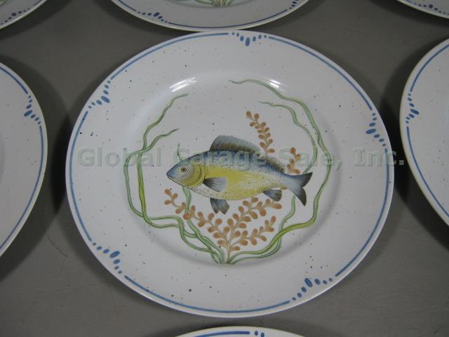 9 Vtg 1979 Fitz & Floyd La Mer Fish Sea Ocean China Dinner Plates Set Lot 10.5" 3