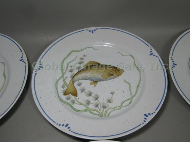 9 Vtg 1979 Fitz & Floyd La Mer Fish Sea Ocean China Dinner Plates Set Lot 10.5" 4