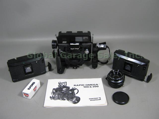 Rapid Omega 200 Camera Super Omegon 3.5 90mm Lens Roll Film Holder 120 220 Grip+