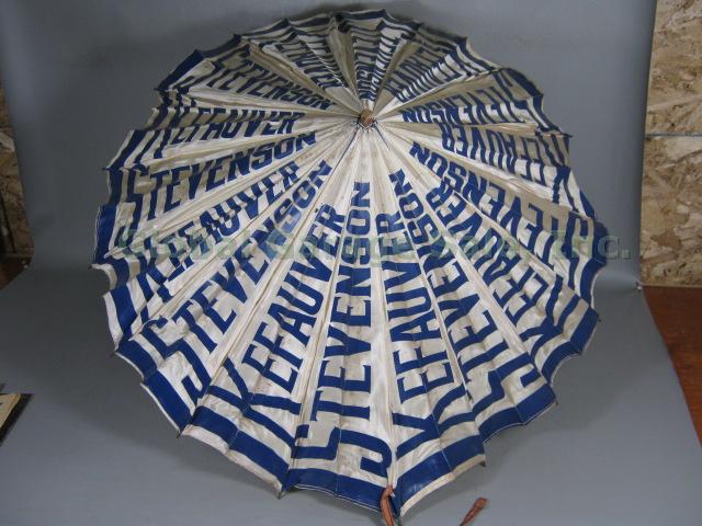 RARE Adlai Stevenson 1956 1960 Campaign Umbrella Belt Buttons Signed Letters Lot 4