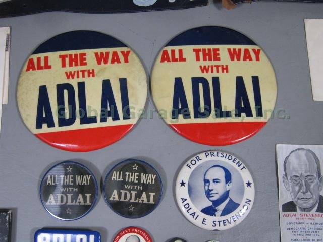 RARE Adlai Stevenson 1956 1960 Campaign Umbrella Belt Buttons Signed Letters Lot 12