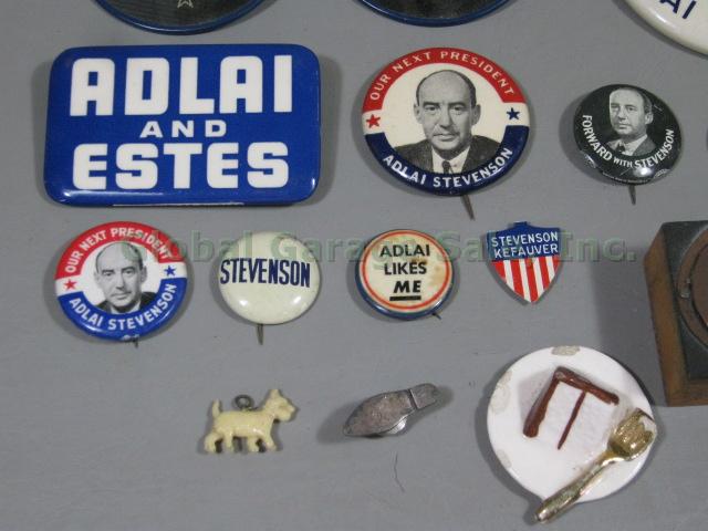 RARE Adlai Stevenson 1956 1960 Campaign Umbrella Belt Buttons Signed Letters Lot 14