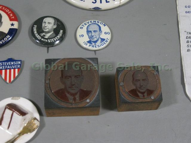RARE Adlai Stevenson 1956 1960 Campaign Umbrella Belt Buttons Signed Letters Lot 15