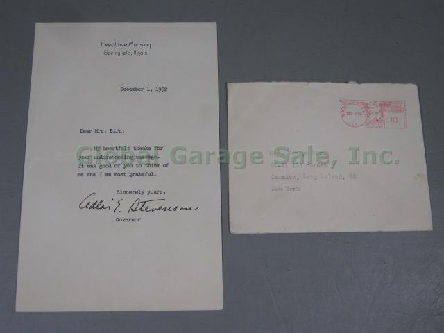 RARE Adlai Stevenson 1956 1960 Campaign Umbrella Belt Buttons Signed Letters Lot 20