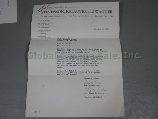RARE Adlai Stevenson 1956 1960 Campaign Umbrella Belt Buttons Signed Letters Lot 25