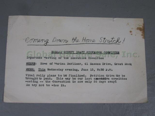 RARE Adlai Stevenson 1956 1960 Campaign Umbrella Belt Buttons Signed Letters Lot 30