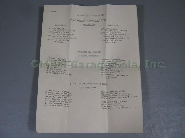 RARE Adlai Stevenson 1956 1960 Campaign Umbrella Belt Buttons Signed Letters Lot 32