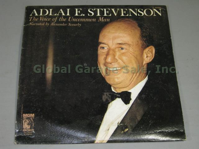 RARE Adlai Stevenson 1956 1960 Campaign Umbrella Belt Buttons Signed Letters Lot 40