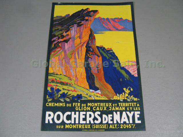Vtg Swiss Travel Railway Poster Rochers de Naye Lake Geneva Montreaux JE Muller