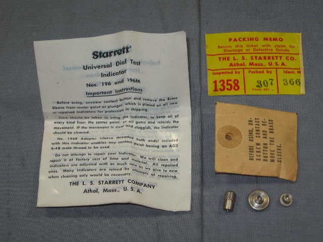 Starrett Dial Test Indicator 196 196B W/24" Trammel Set 4