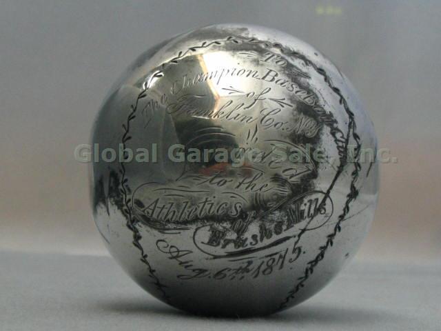 Antique 1875 Sterling Silver 19th Century Baseball Ball Trophy