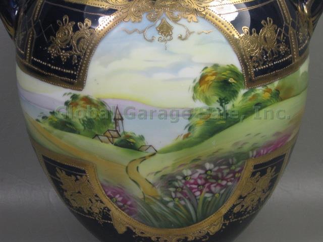 Vtg Antique Hand Painted Moriage Beaded Nippon Morimura Bros Noritake Vase c1911 1