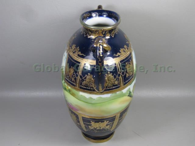 Vtg Antique Hand Painted Moriage Beaded Nippon Morimura Bros Noritake Vase c1911 2