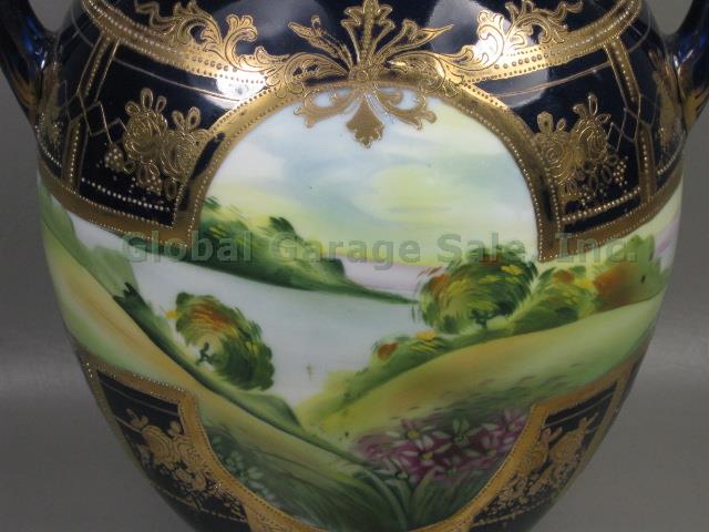 Vtg Antique Hand Painted Moriage Beaded Nippon Morimura Bros Noritake Vase c1911 4