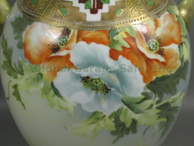 Vtg Antique Hand Painted Moriage Beaded Nippon Morimura Bros Noritake Vase c1911 1