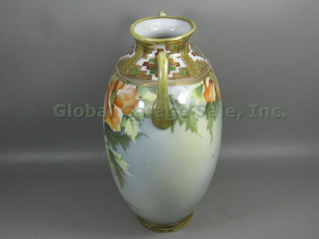 Vtg Antique Hand Painted Moriage Beaded Nippon Morimura Bros Noritake Vase c1911 2