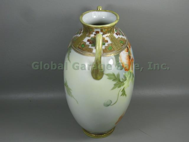 Vtg Antique Hand Painted Moriage Beaded Nippon Morimura Bros Noritake Vase c1911 5