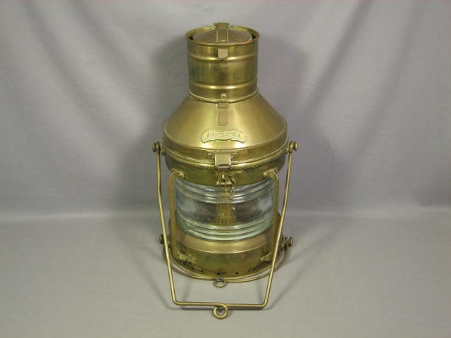 Antique Brass Anchor Ships Nautical Lantern Lamp Light