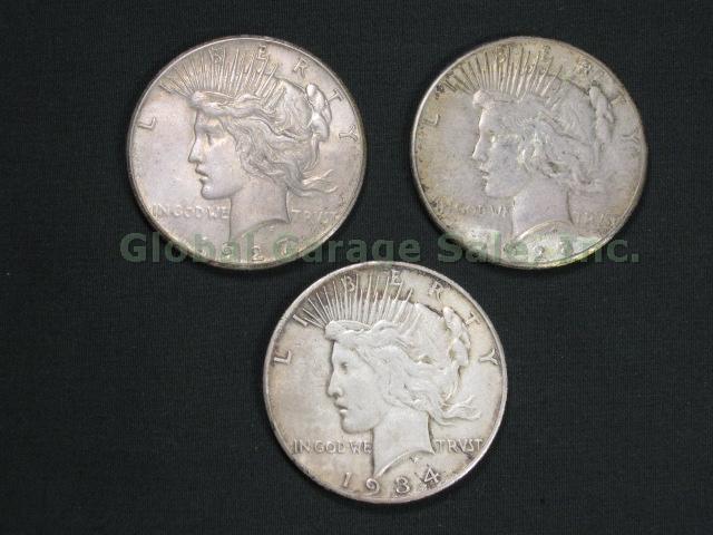 1927 1928 1934-S United States Peace Silver Dollar Coin Lot No Reserve Price!