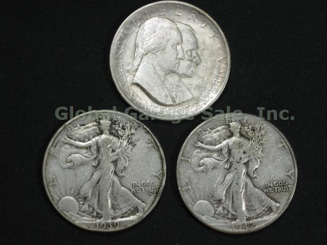 US Silver Coin Lot 1893-1979 Walking Liberty Kennedy Franklin Half Dollar Ike NR 3