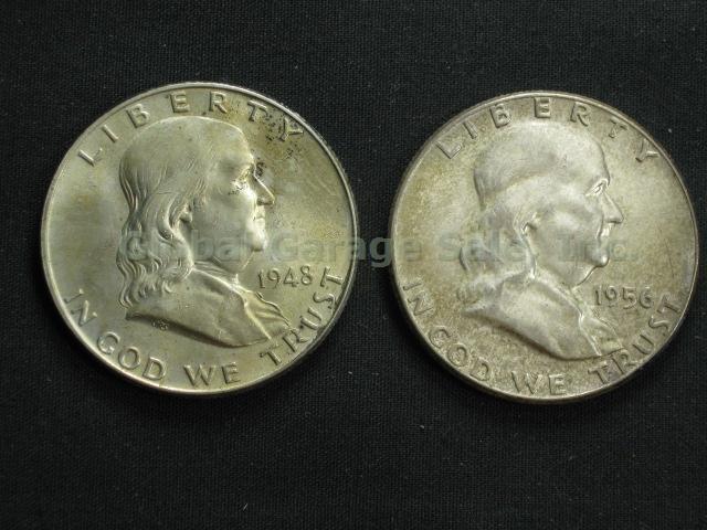 US Silver Coin Lot 1893-1979 Walking Liberty Kennedy Franklin Half Dollar Ike NR 5