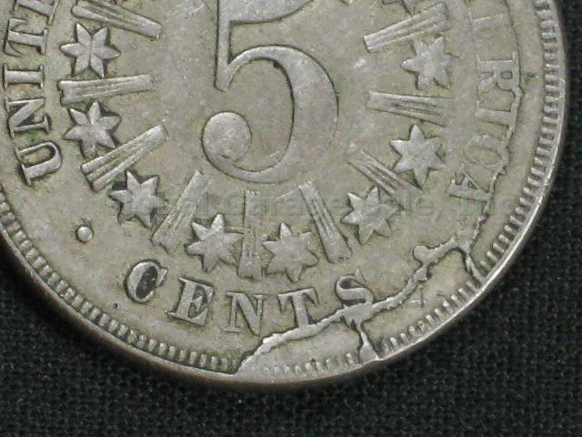 RARE United States 1866 Shield Nickel With Rays + Mint Error No Reserve Price! 2