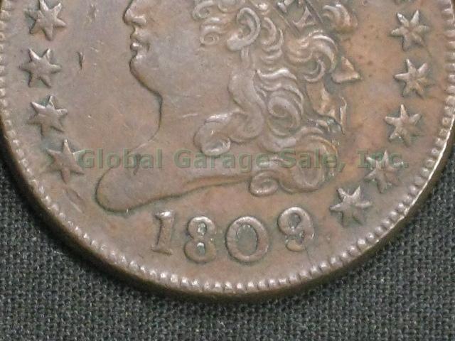 Antique 1809 United States Classic Head Half Cent Penny Coin No Reserve Price! 2