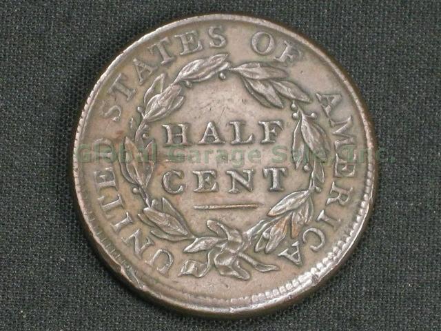 Antique 1809 United States Classic Head Half Cent Penny Coin No Reserve Price! 3