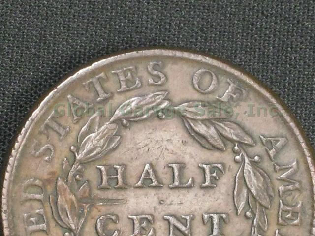 Antique 1809 United States Classic Head Half Cent Penny Coin No Reserve Price! 4
