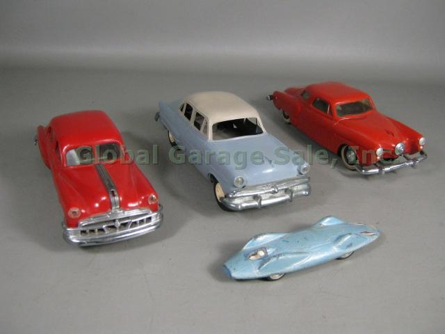 Vtg Promo Toy Wind Up Car Lot 1954 Ford 1951 Pontiac Studebaker Corgi Bluebird