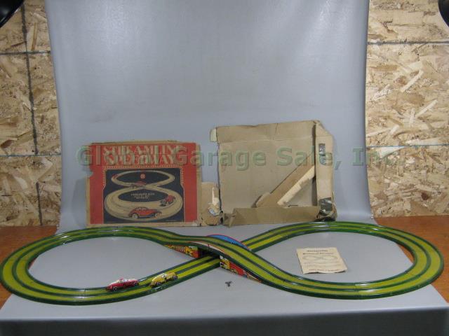 Vtg Louis Marx Streamline Mechanical Speedway Racer 4 Ace 1 Tin Cars Track + Box