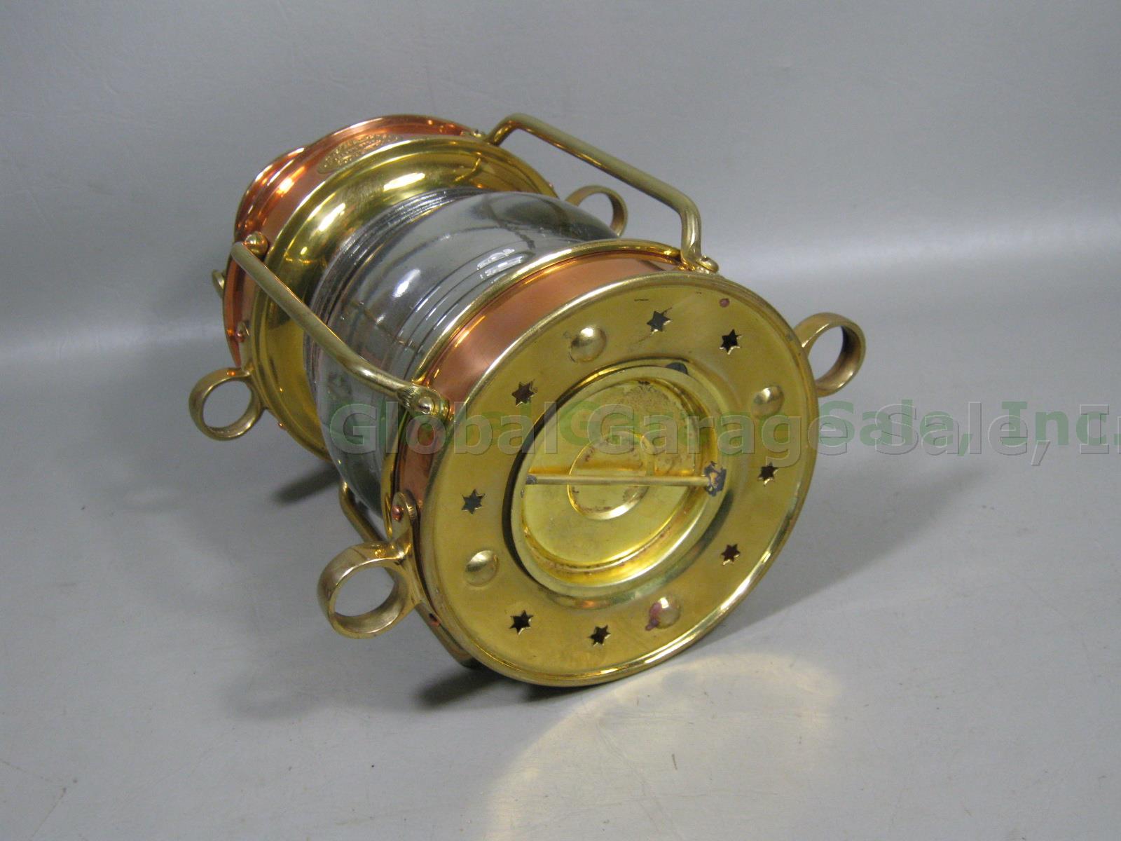 Vtg Clark Bros London Bristol Brass Copper Glass Marine Anchor Light Oil Lamp NR 5