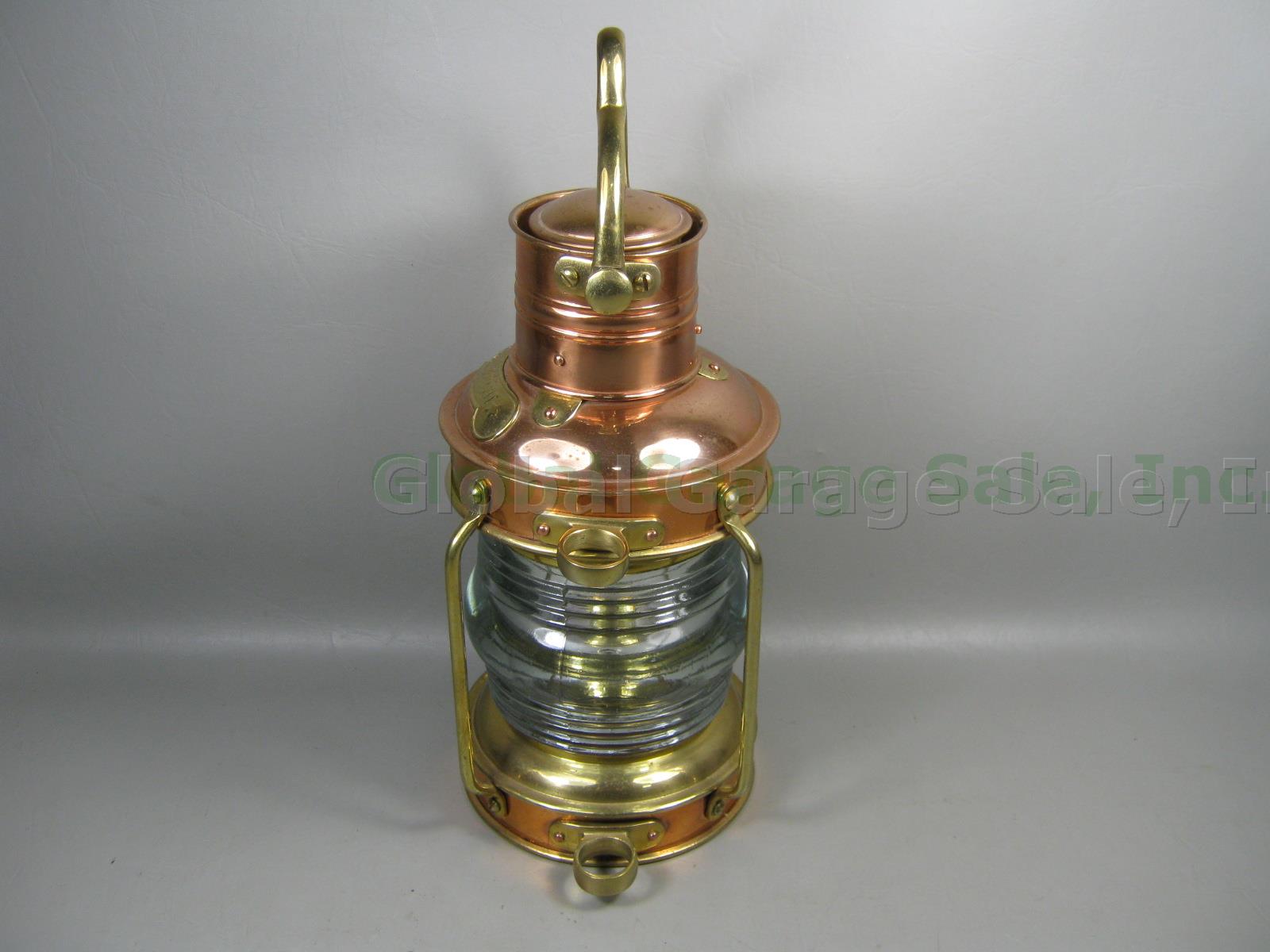 Oil Lamp Anchor Light Lantern Brass Copper Anchor ligh Clark Bros London  Bristol