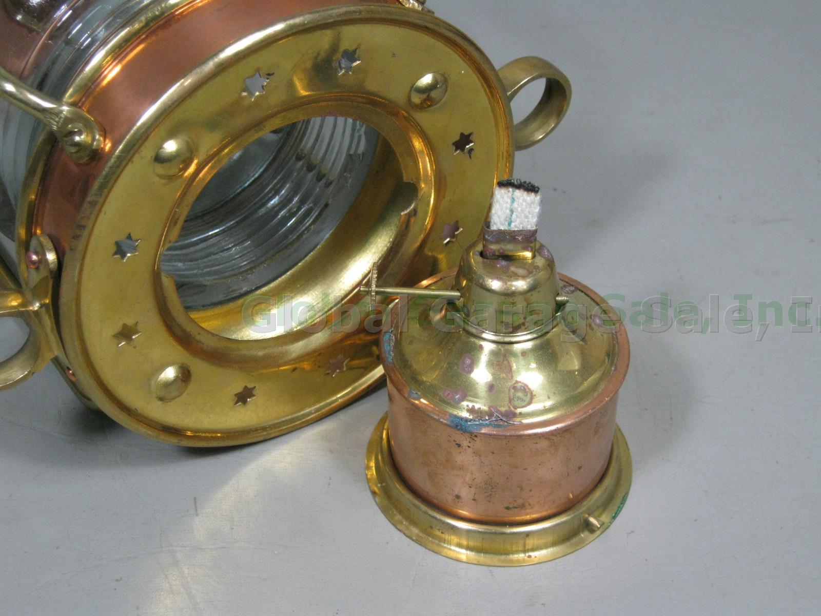 Oil Lamp Anchor Light Lantern Brass Copper Anchor ligh Clark Bros London  Bristol