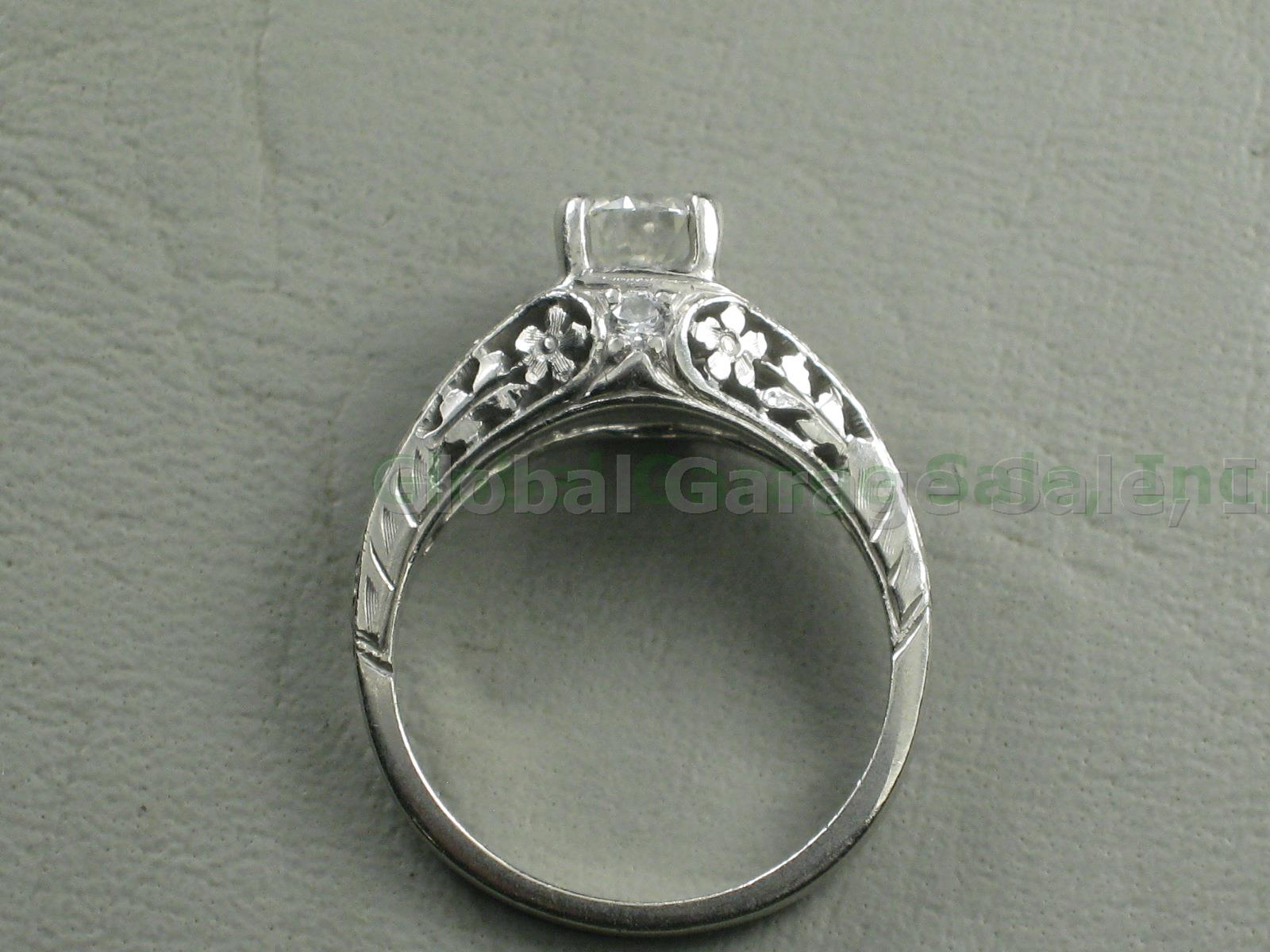 Round Brilliant G SI2 .63ct Diamond Platinum Filigree Engagement Ring + Wed Band 2