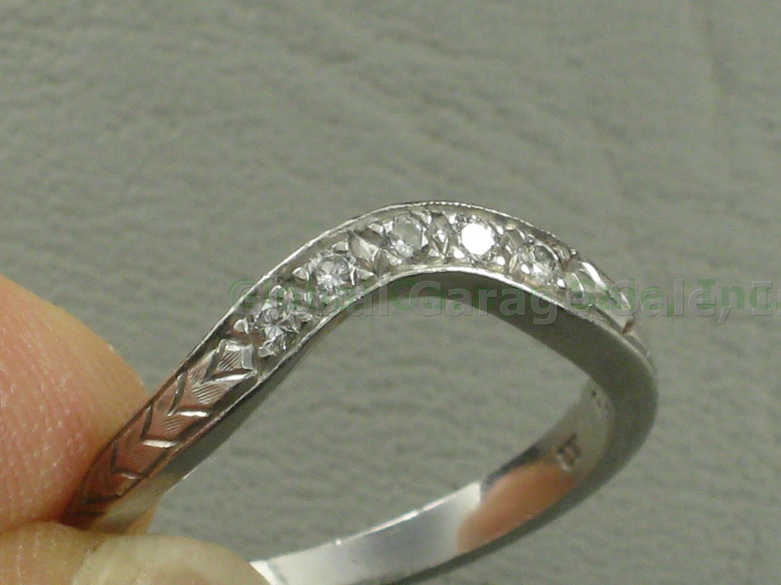 Round Brilliant G SI2 .63ct Diamond Platinum Filigree Engagement Ring + Wed Band 6