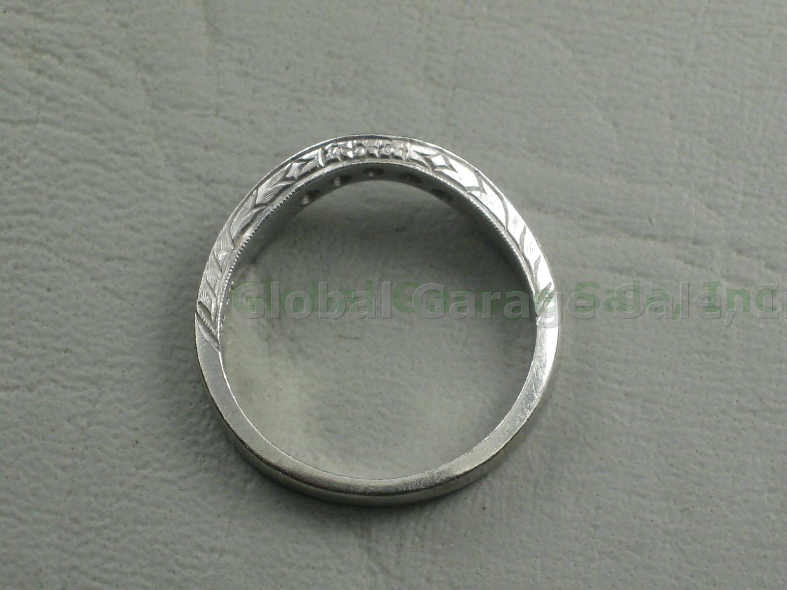 Round Brilliant G SI2 .63ct Diamond Platinum Filigree Engagement Ring + Wed Band 7