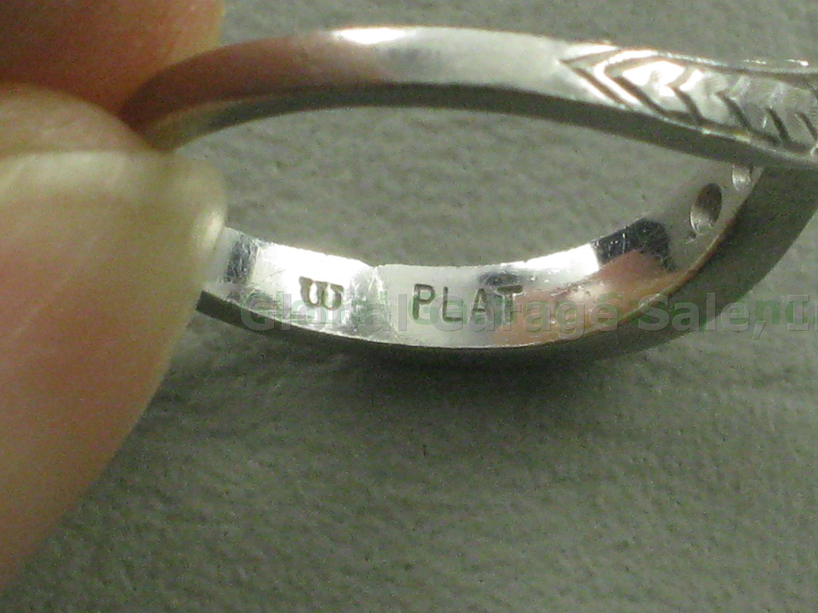 Round Brilliant G SI2 .63ct Diamond Platinum Filigree Engagement Ring + Wed Band 9