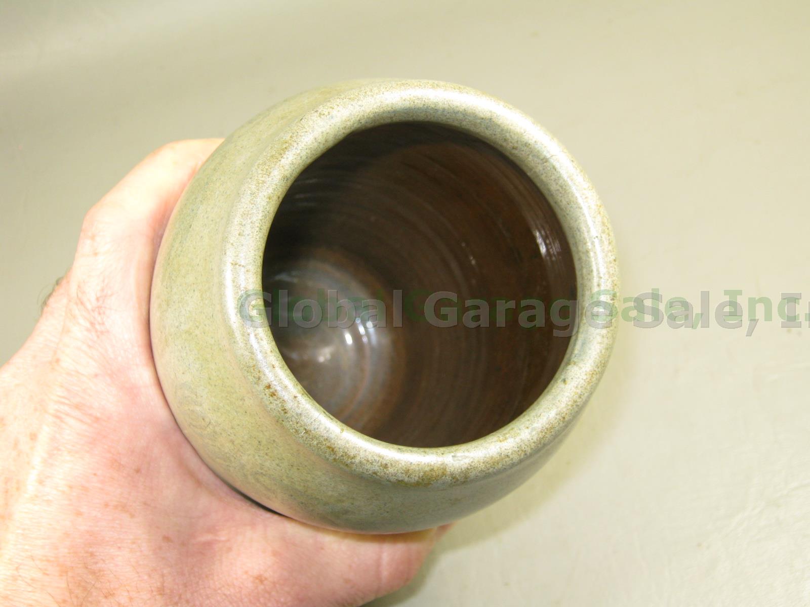 Vtg Marblehead Pottery Decorated Arts Crafts Matte Green Vase Milner Tutt 7.25" 3
