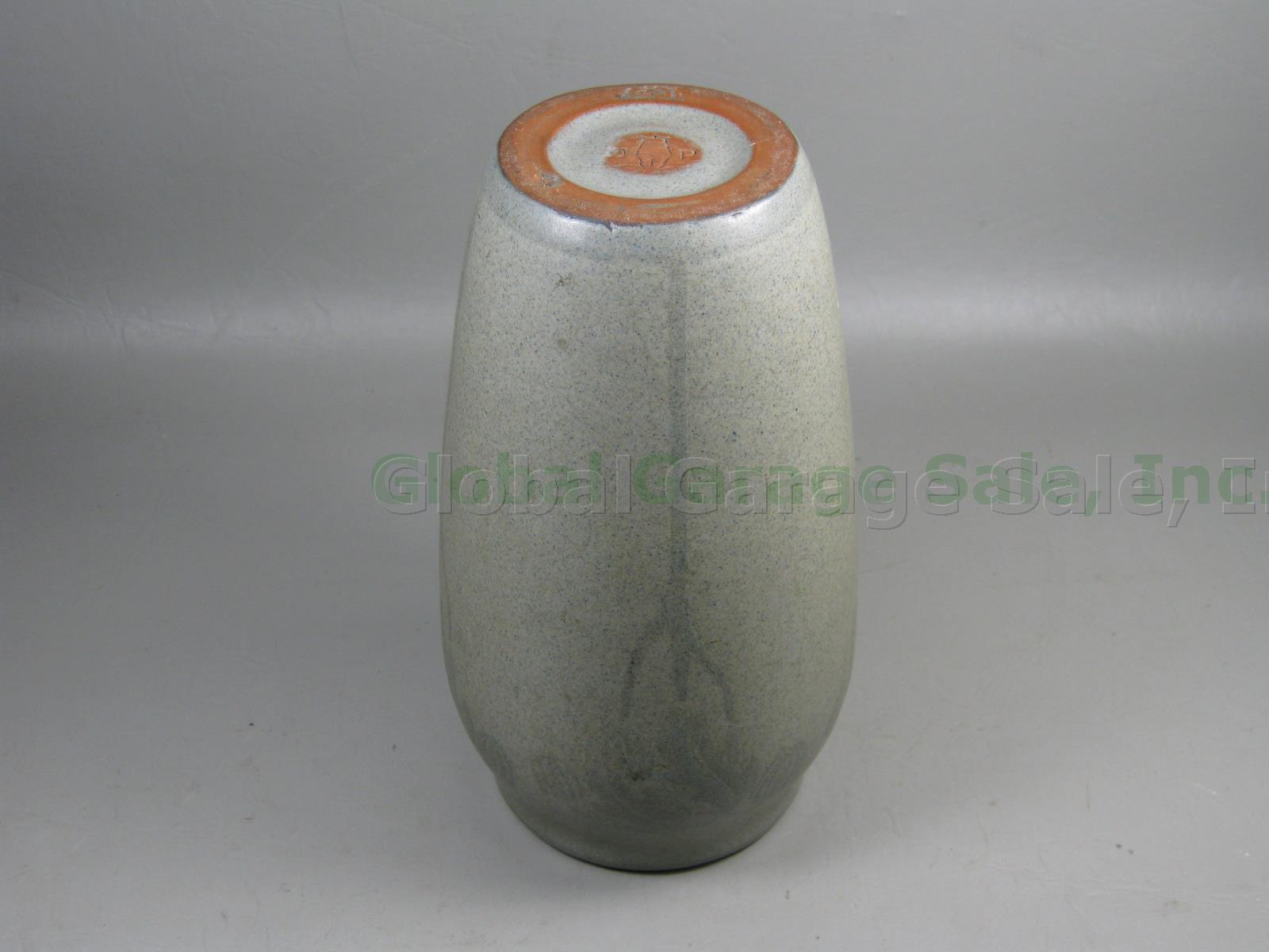 Vtg Marblehead Pottery Decorated Arts Crafts Matte Green Vase Milner Tutt 7.25" 4