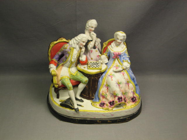 Antique Porcelain Inkwell Ink Well Figurine Figures NR
