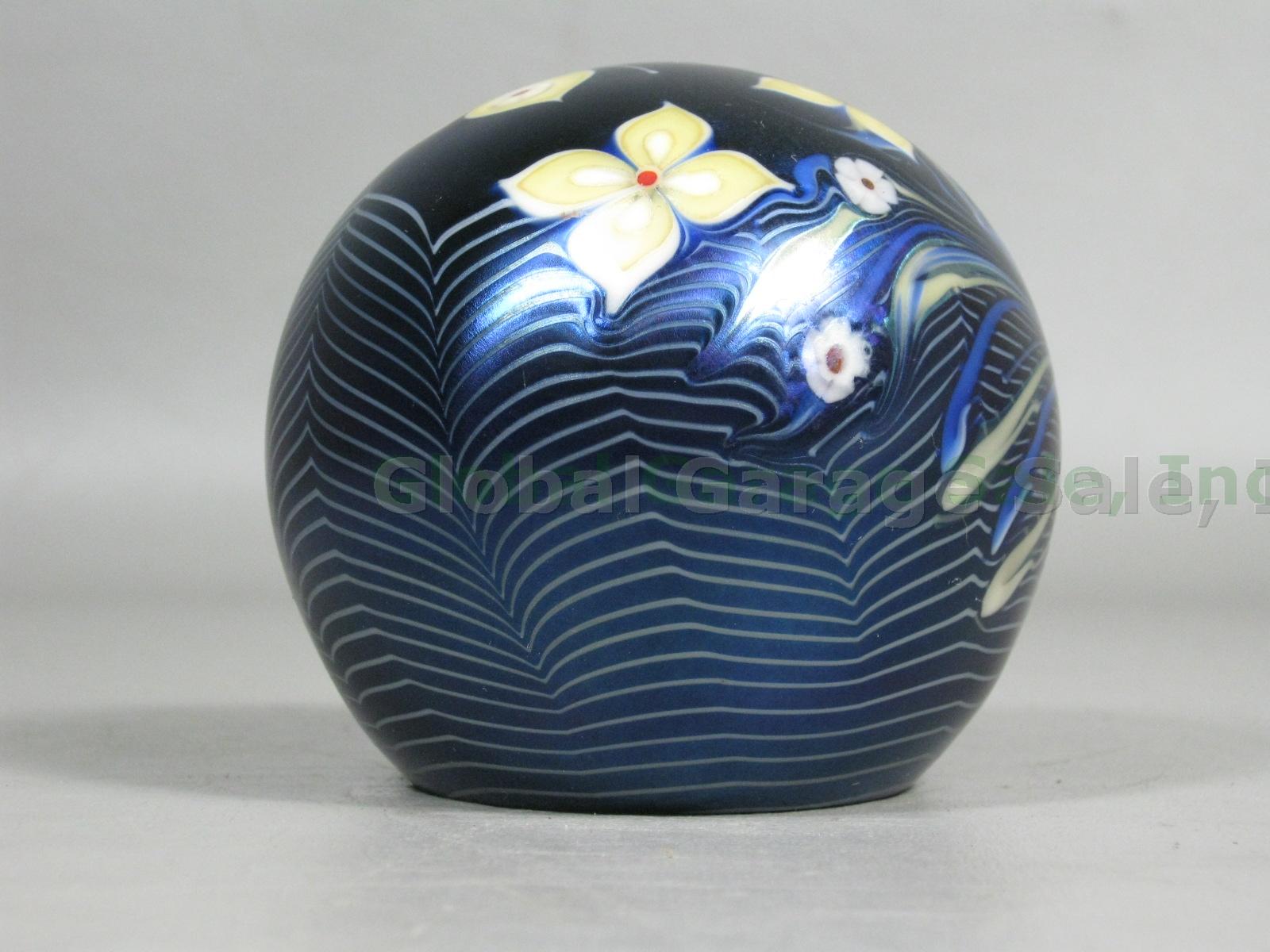 Grant Randolph Studios Signed Art Glass Paperweight Butterfly Flowers 80/4791 NR 2