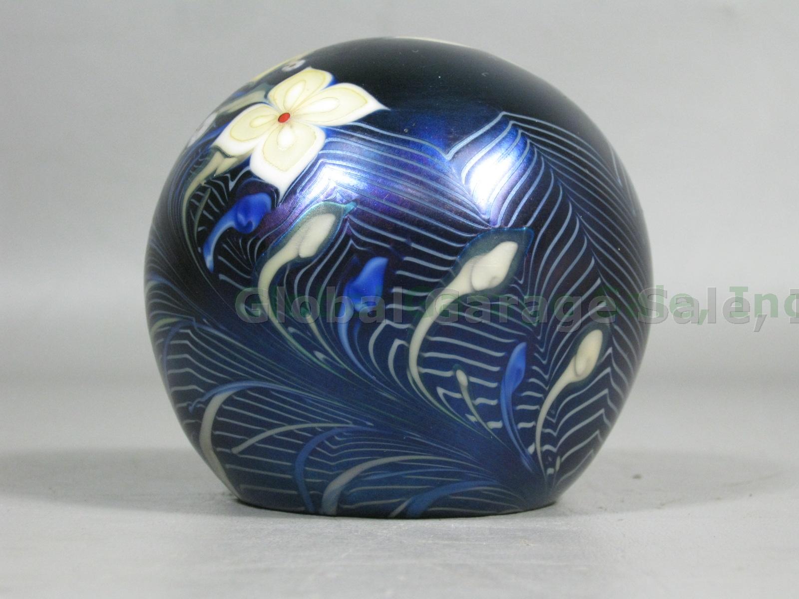 Grant Randolph Studios Signed Art Glass Paperweight Butterfly Flowers 80/4791 NR 4