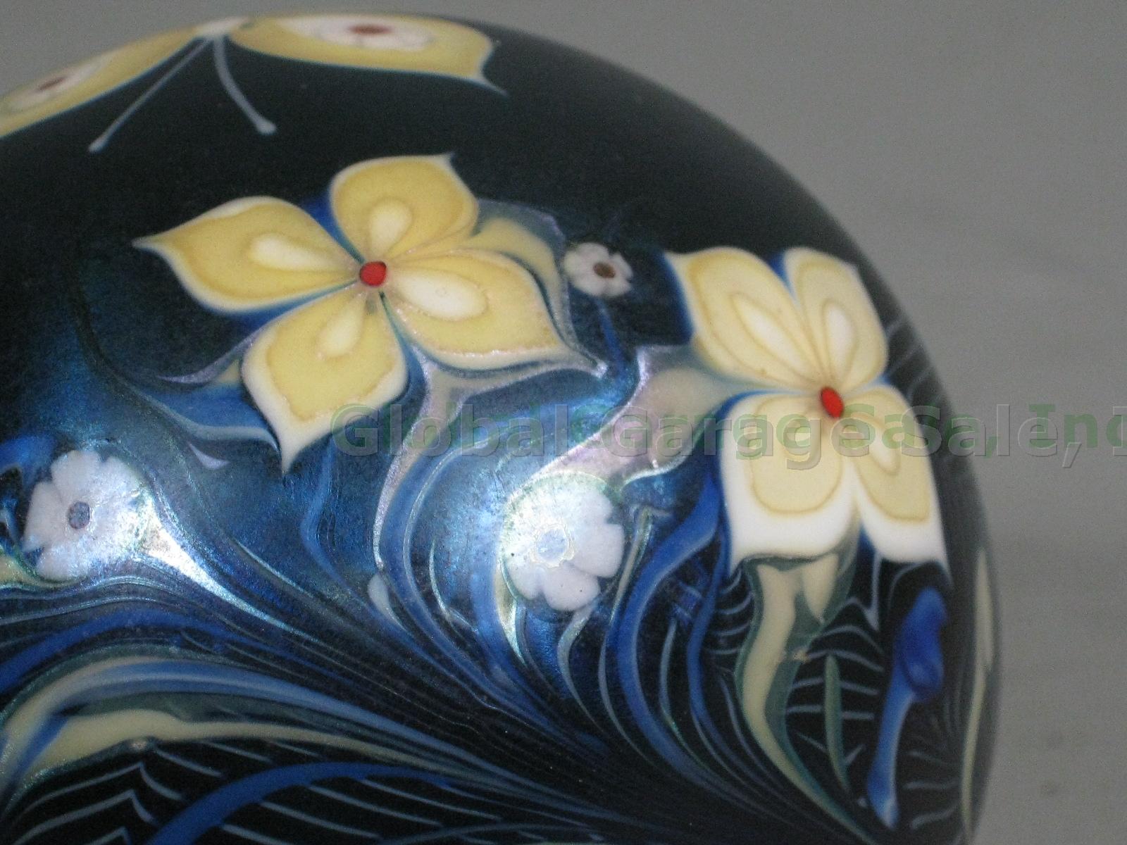 Grant Randolph Studios Signed Art Glass Paperweight Butterfly Flowers 80/4791 NR 5