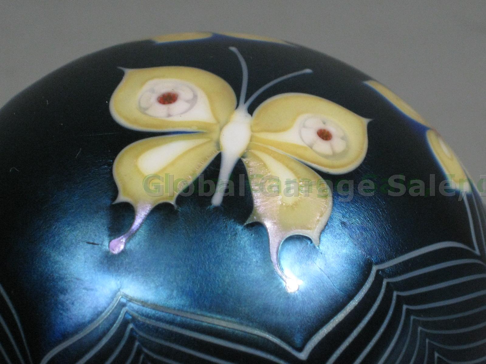 Grant Randolph Studios Signed Art Glass Paperweight Butterfly Flowers 80/4791 NR 6